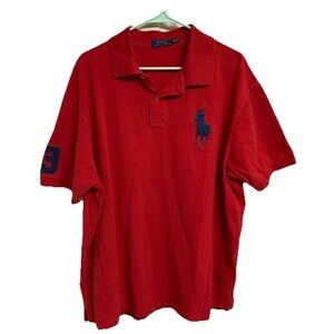 Men's Polo Ralph Lauren Knit Polo Short Sleeve Big Pony #3 Spellout Red Size 2XB